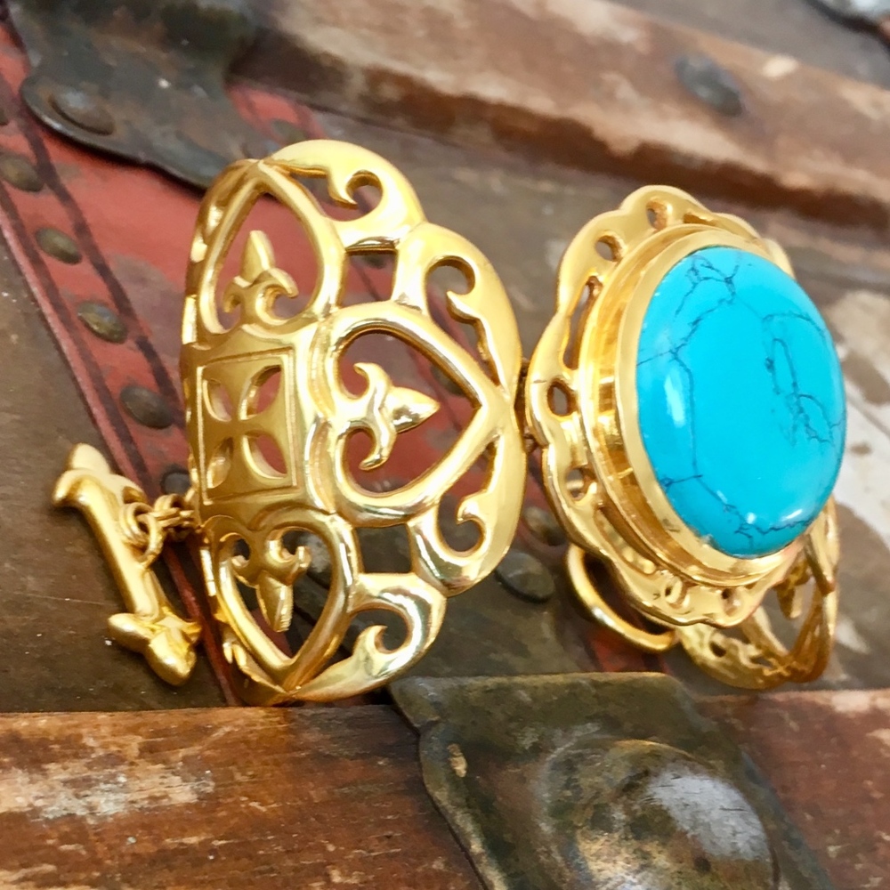 Julie Vos Turquoise and 24K Gold Cuff Bracelet